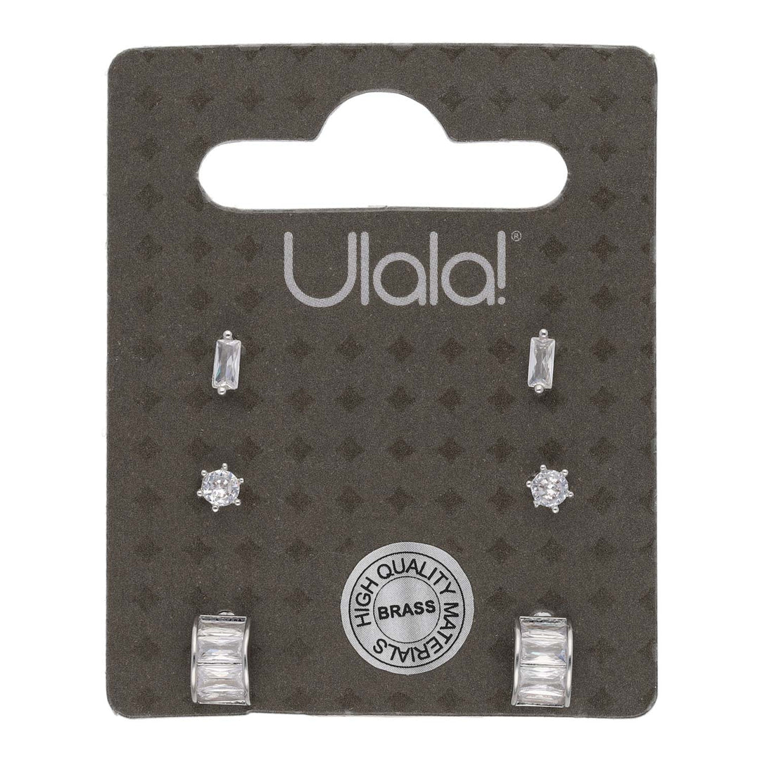 Uhani s Kristali Medenina Set 3 Pari