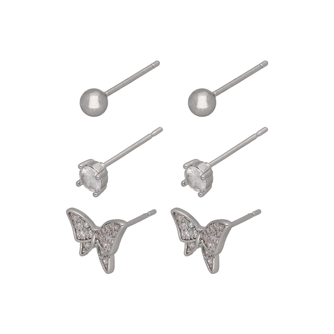 Uhani s Kristali Medenina Set 3 Pari
