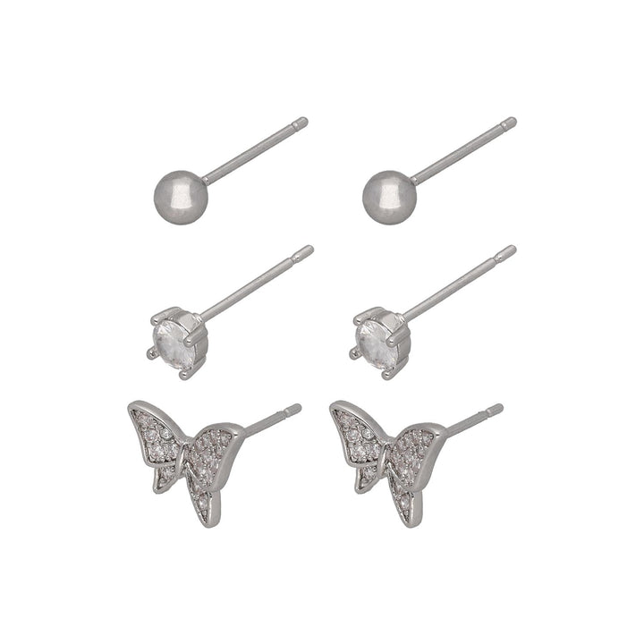 Uhani s Kristali Medenina Set 3 Pari