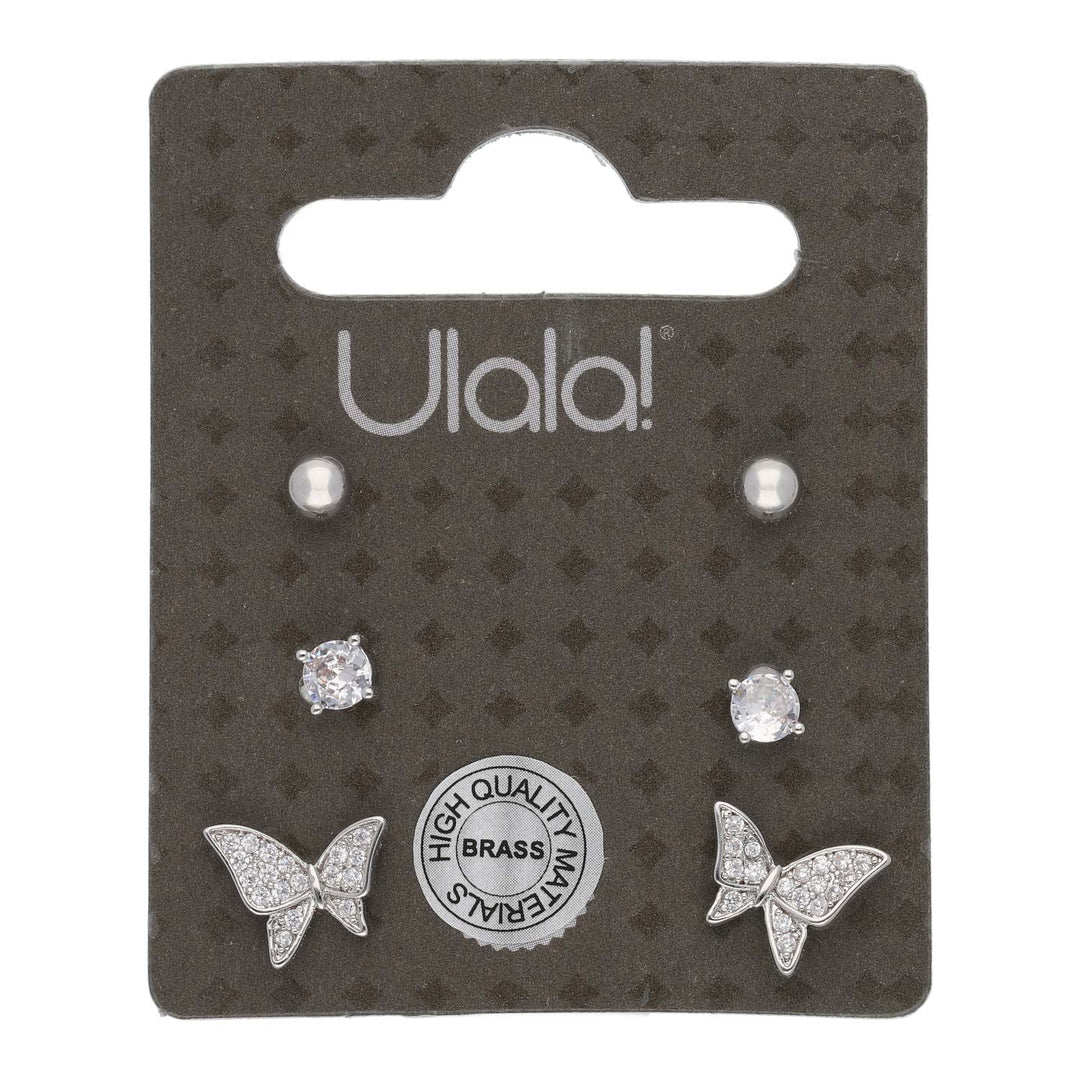 Uhani s Kristali Medenina Set 3 Pari