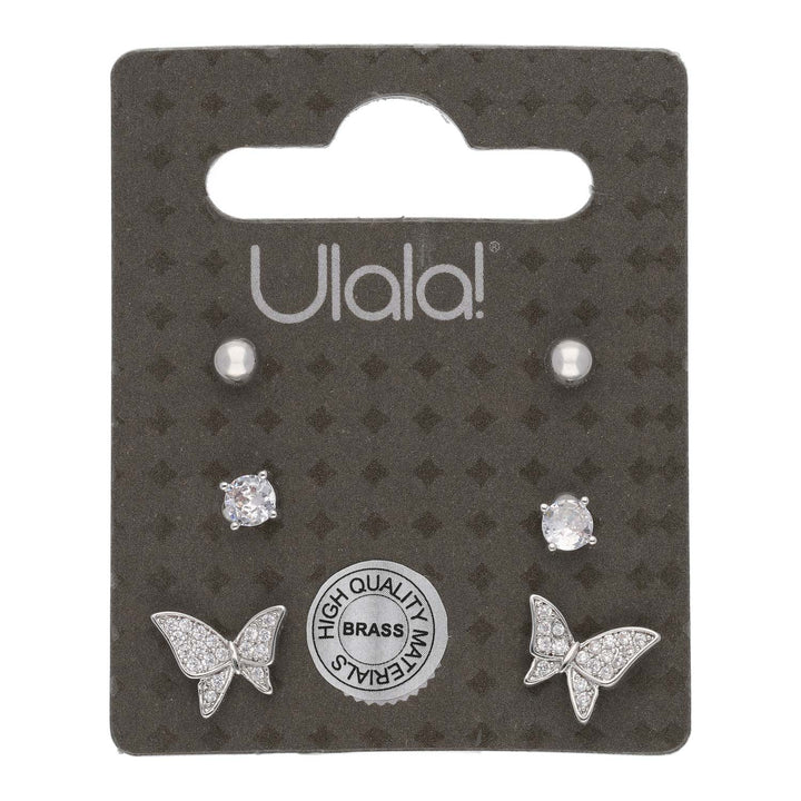 Uhani s Kristali Medenina Set 3 Pari