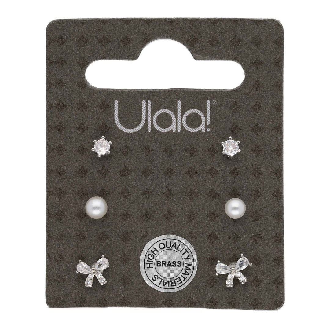 Uhani s Kristali Medenina Set 3 Pari