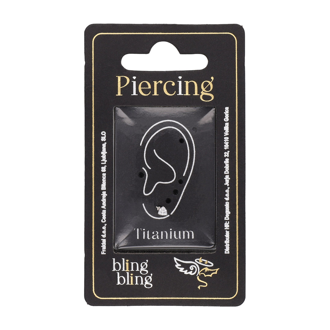 Piercing za Ušesa iz Titana Kristalček