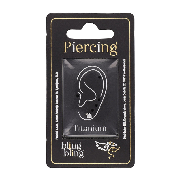 Piercing za Ušesa iz Titana Kristalček