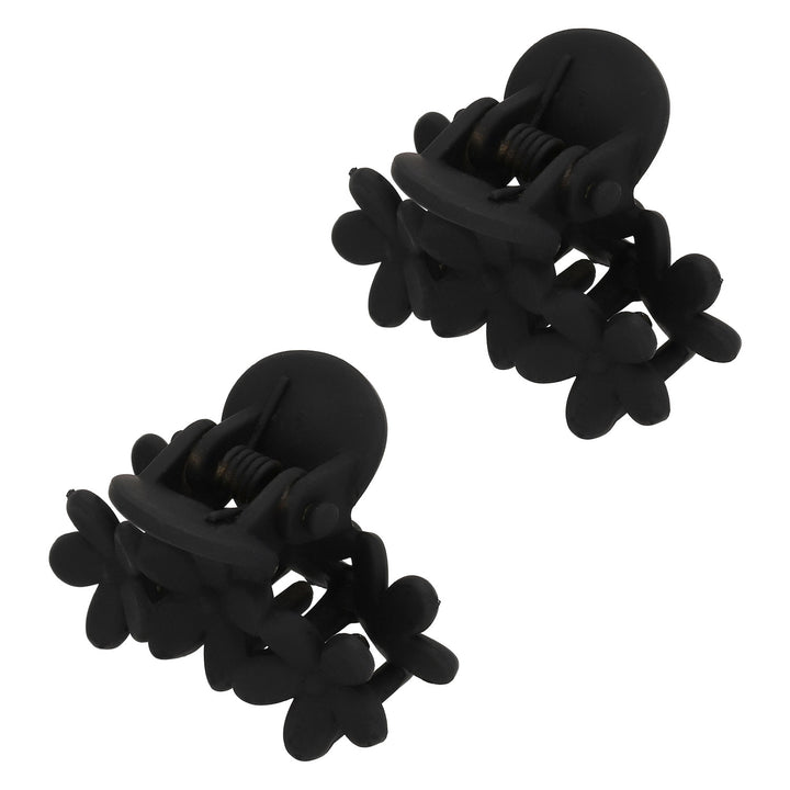 Mini Črni Ščipalki za Lase z Rožicami Set 2 Kos