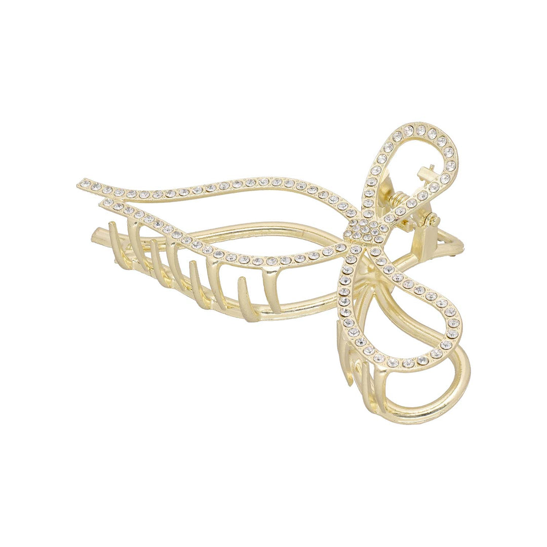 Zlata Ščipalka za Lase z Bleščečo Mašnjo in Kristali