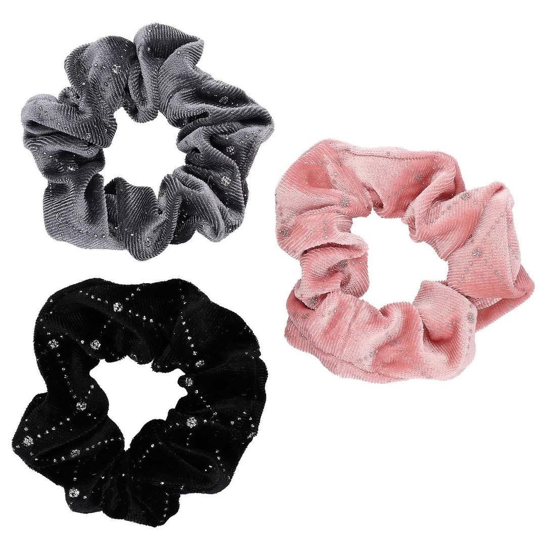 Scrunchie Elastika Za Lase Črna Srebrna In Rdeča S Kristali - Fraktal