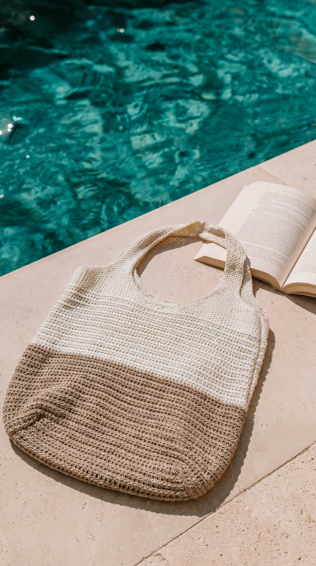 Pletena plažna torba Capri – krem &amp; bež