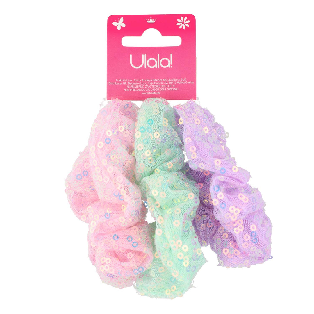 Elastike Za Lase Schrunchie Sequin 3 Kos