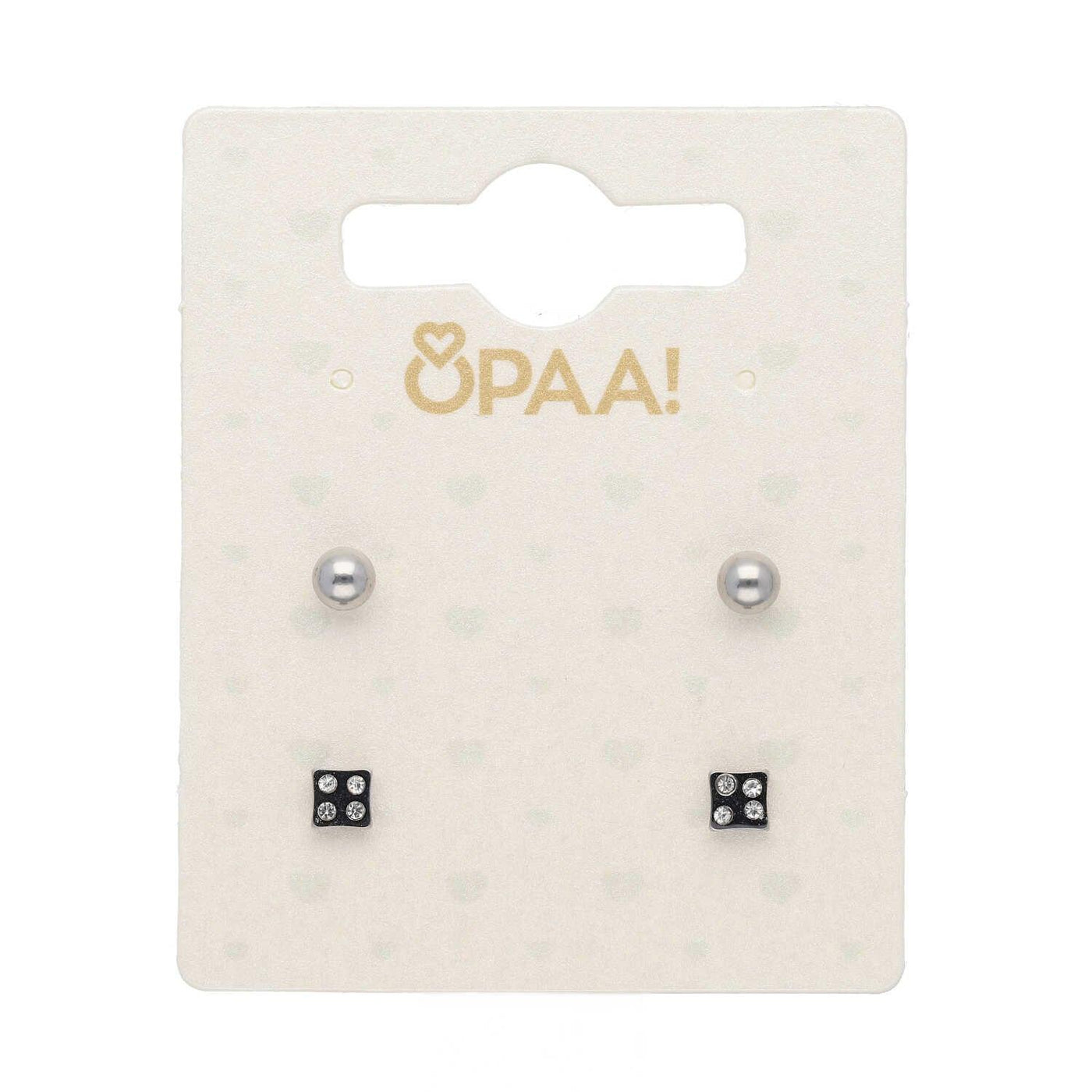 Uhani Set Mini Krogla In Kvadrat Kristali 2 Para - Fraktal