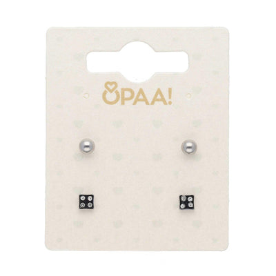 Uhani Set Mini Krogla In Kvadrat Kristali 2 Para - Fraktal