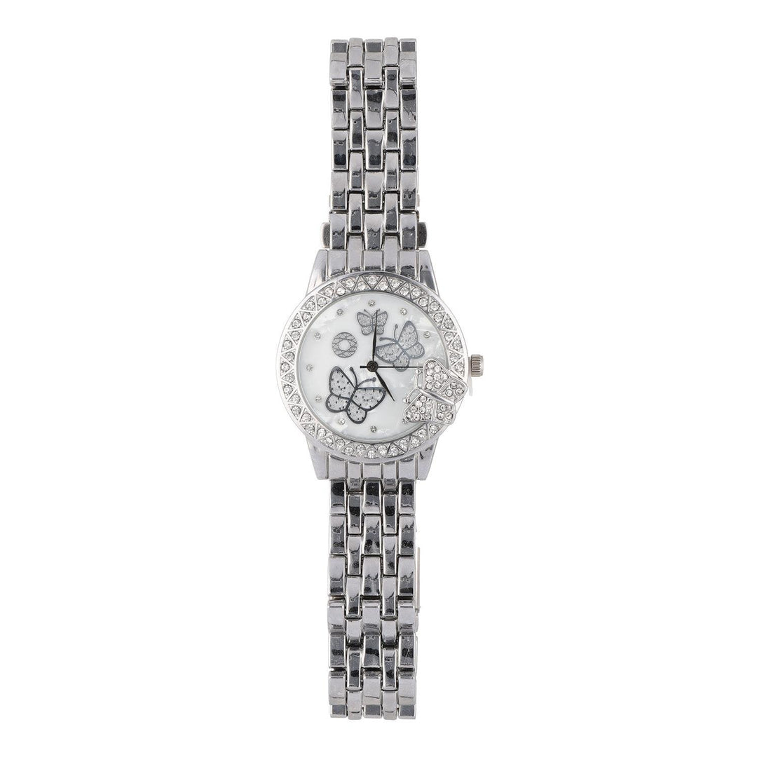 Ura Srebrna Metulj S Kristali Quartz 38 mm - Fraktal