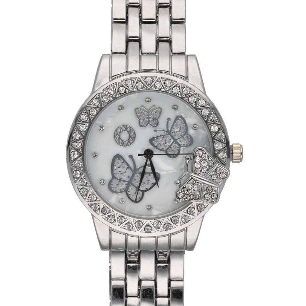 Ura Srebrna Metulj S Kristali Quartz 38 mm - Fraktal