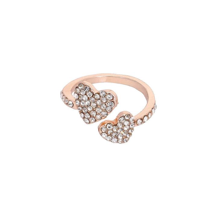 Prstan Rose Gold Srce S Kristali - Fraktal