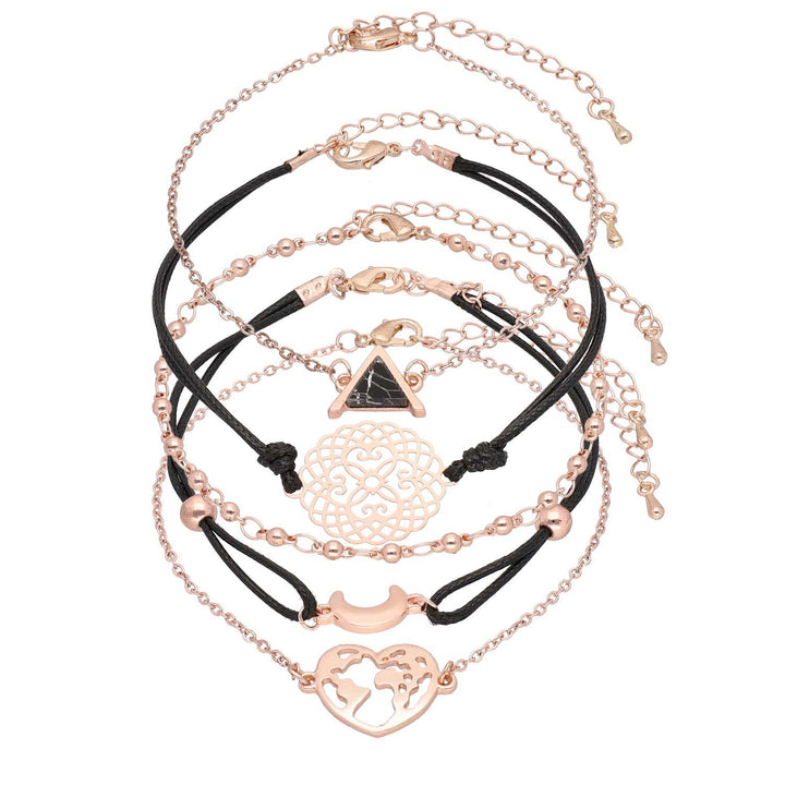 Set Zapestnice Roze Zlate Mix 5 Kos - Fraktal