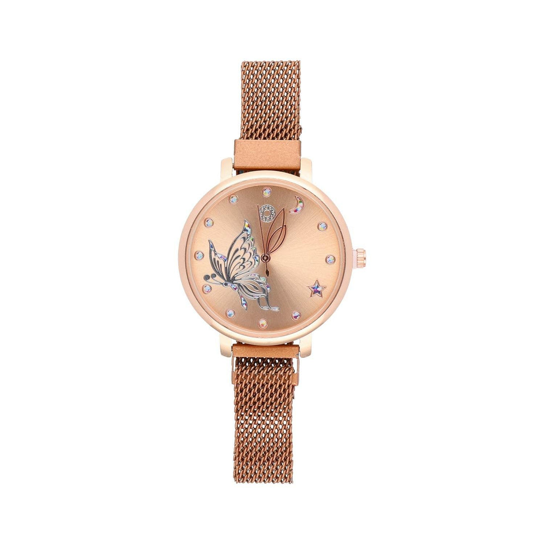 Ura Rožnato Zlata Metulj 36 mm - Fraktal