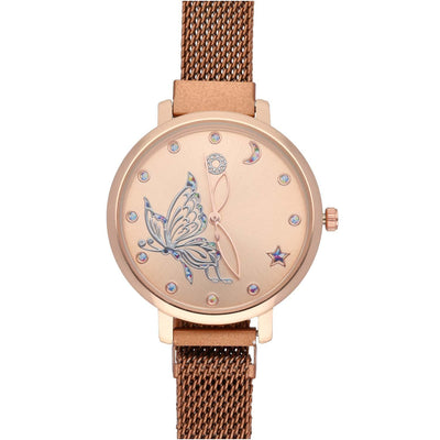 Ura Rožnato Zlata Metulj 36 mm - Fraktal