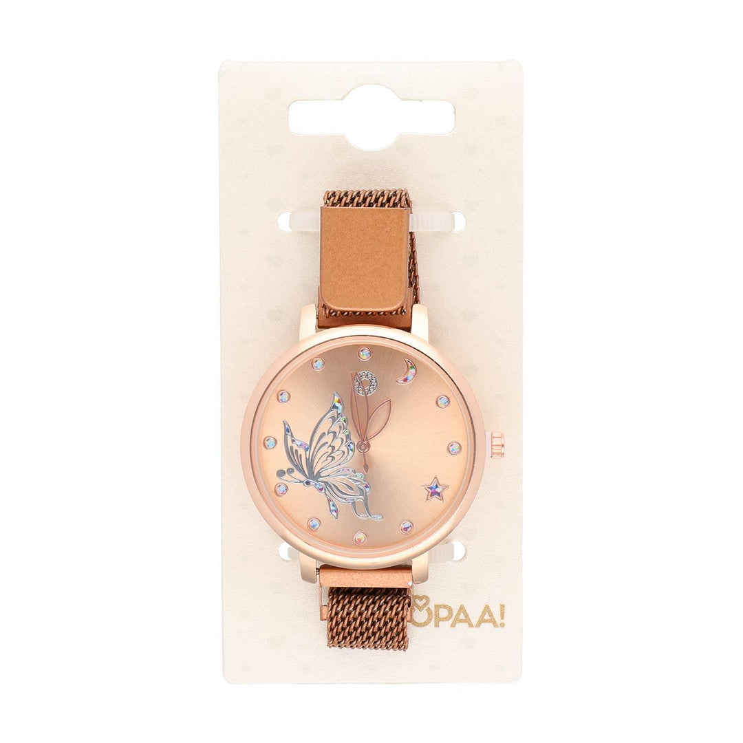 Ura Rožnato Zlata Metulj 36 mm - Fraktal