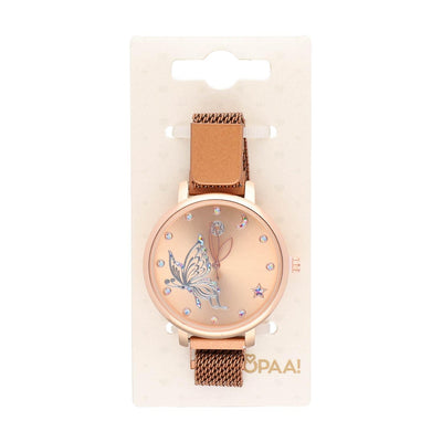 Ura Rožnato Zlata Metulj 36 mm - Fraktal