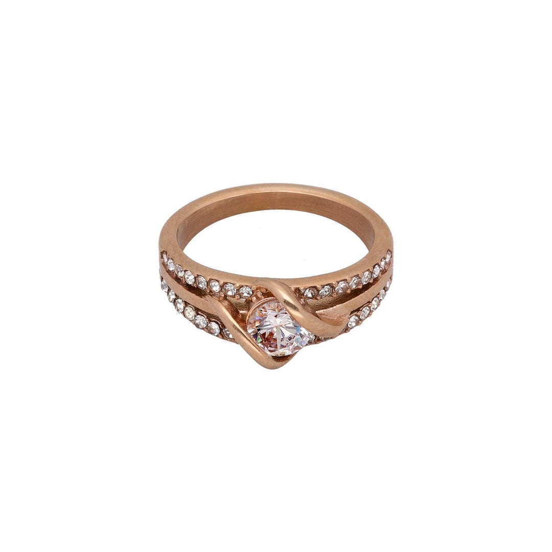 Prstan Rose Gold S Kristali - Fraktal