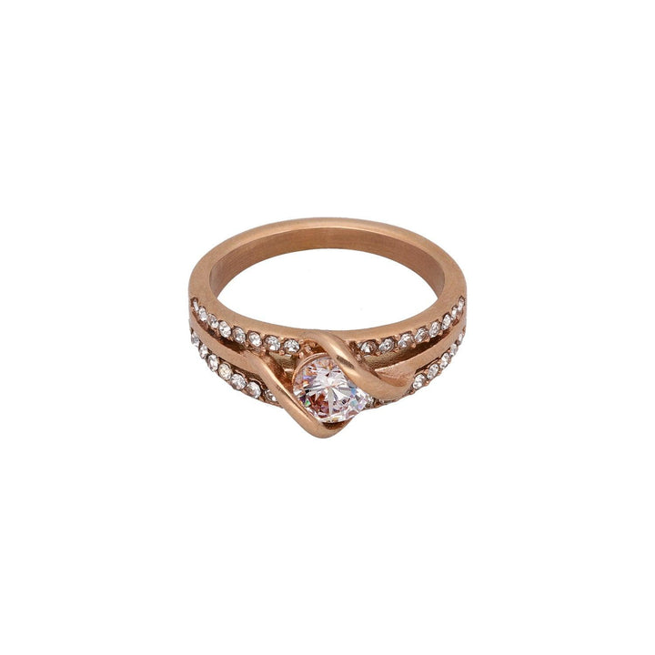 Prstan Rose Gold S Kristali - Fraktal