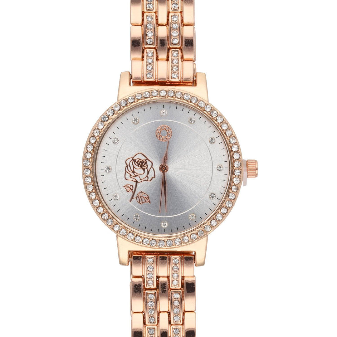 Ura Rožnato Zlata Vrtnica S krtistali Quartz 35 mm - Fraktal
