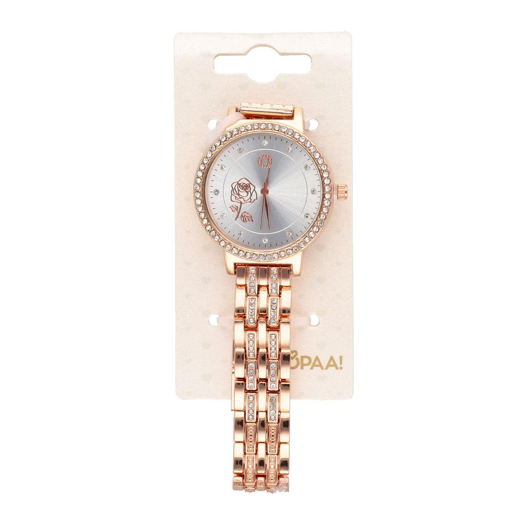 Ura Rožnato Zlata Vrtnica S krtistali Quartz 35 mm - Fraktal