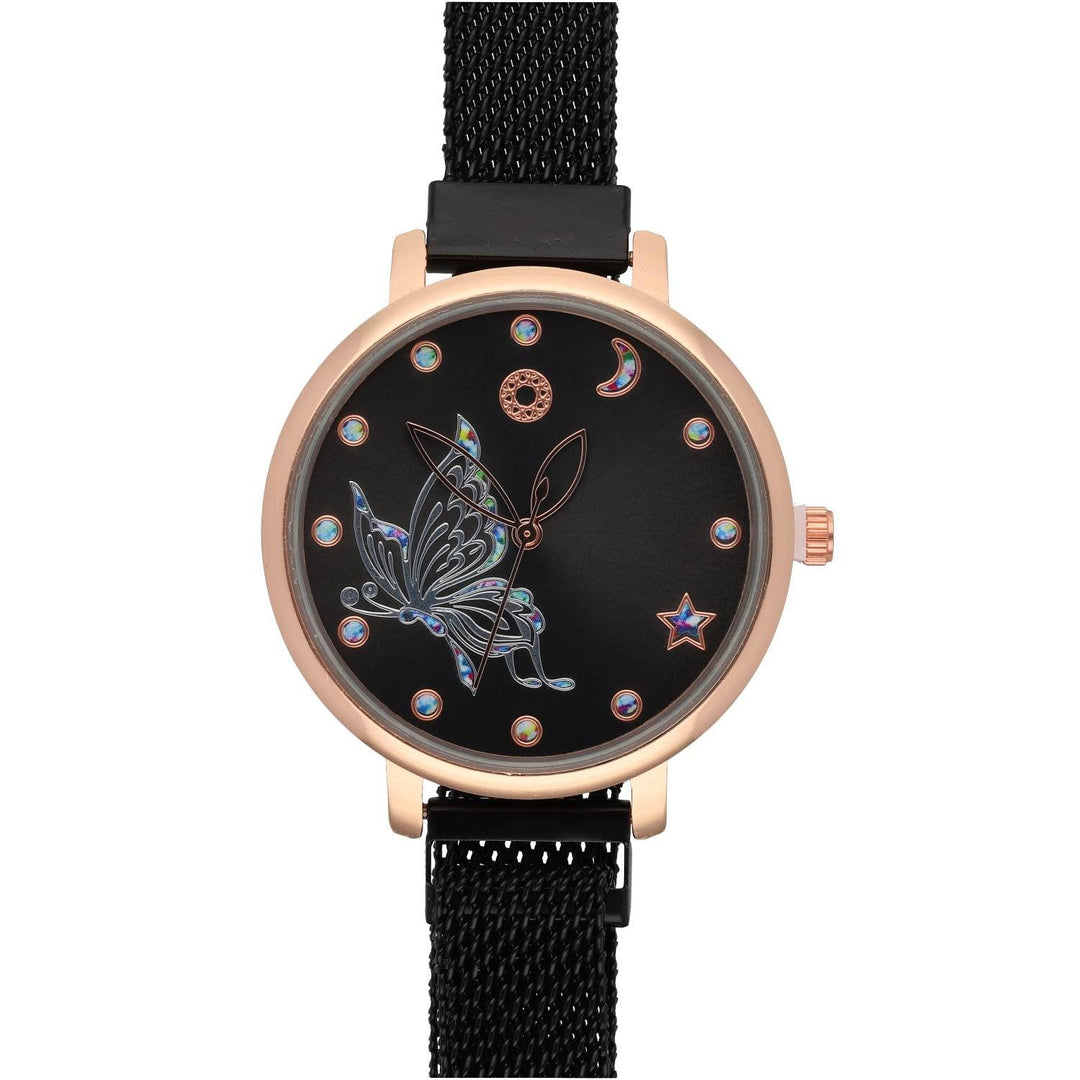 Ura Metulj Črna 36 mm - Fraktal