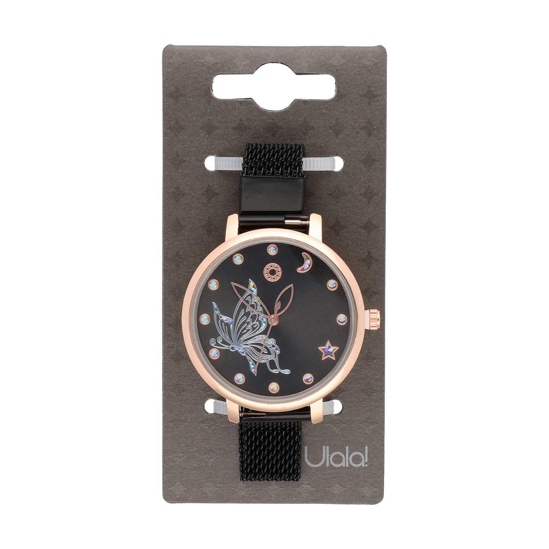 Ura Metulj Črna 36 mm - Fraktal