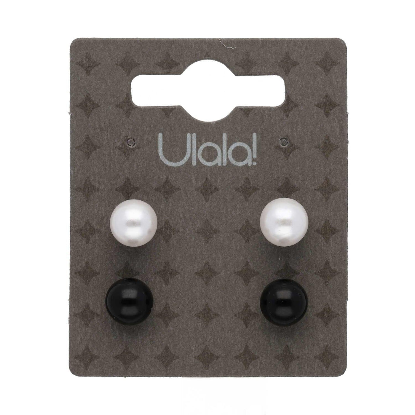 Uhani Set Bela In Črna Perla 2 Para - Fraktal