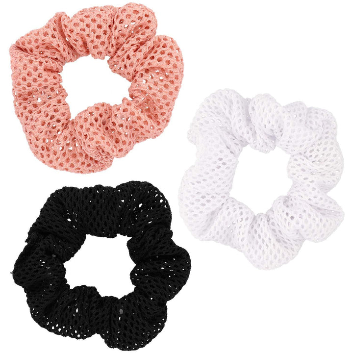 Scrunchie Elastika Mrežasta Bela Roza In Črna 3 Kos - Fraktal