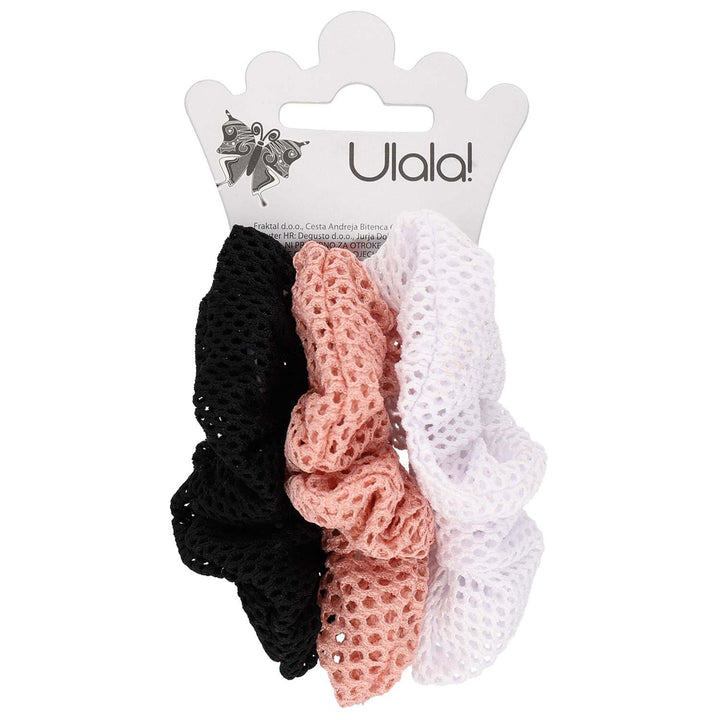 Scrunchie Elastika Mrežasta Bela Roza In Črna 3 Kos - Fraktal