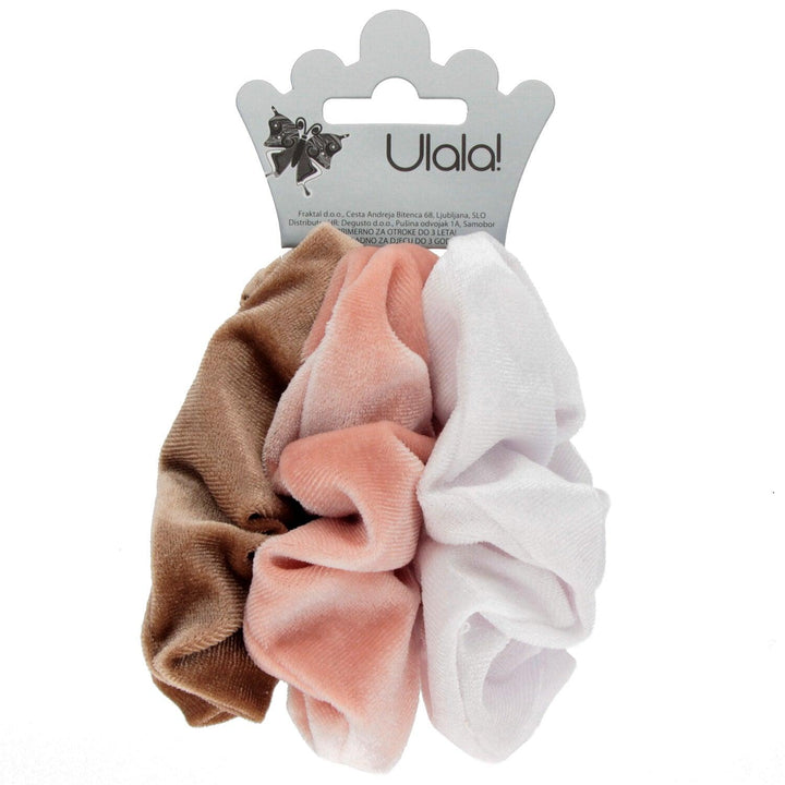 Scrunchie Elastika Za Lase Rjava Roza In Bela 3 Kos - Fraktal