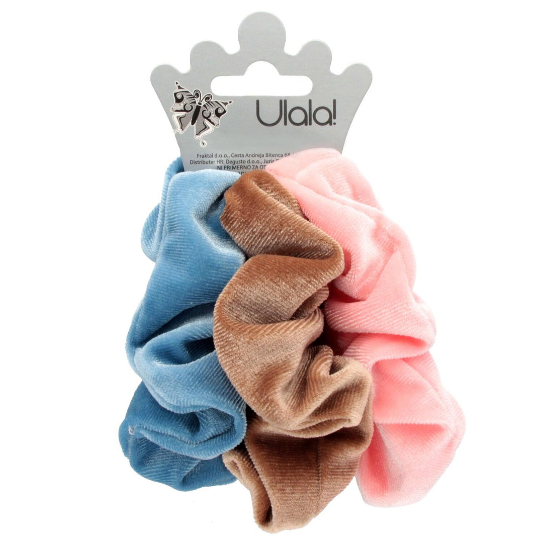 Scrunchie Elastika Za Lase Set Modra Rjava In Roza 3 Kos - Fraktal