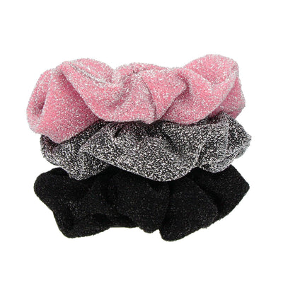 Scrunchie Elastika Za lase Črna Siva In Roza Z Bleščicami 3 Kos - Fraktal