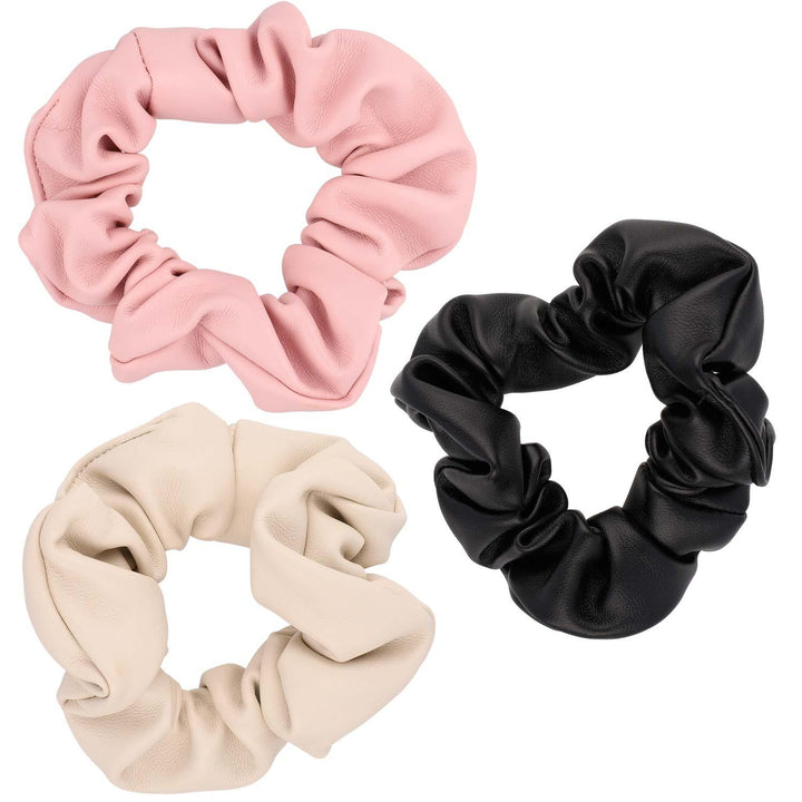Scrunchie Elastika Za Lase Imitacija Usnja Rjava Roza In Črna 3 Kos - Fraktal