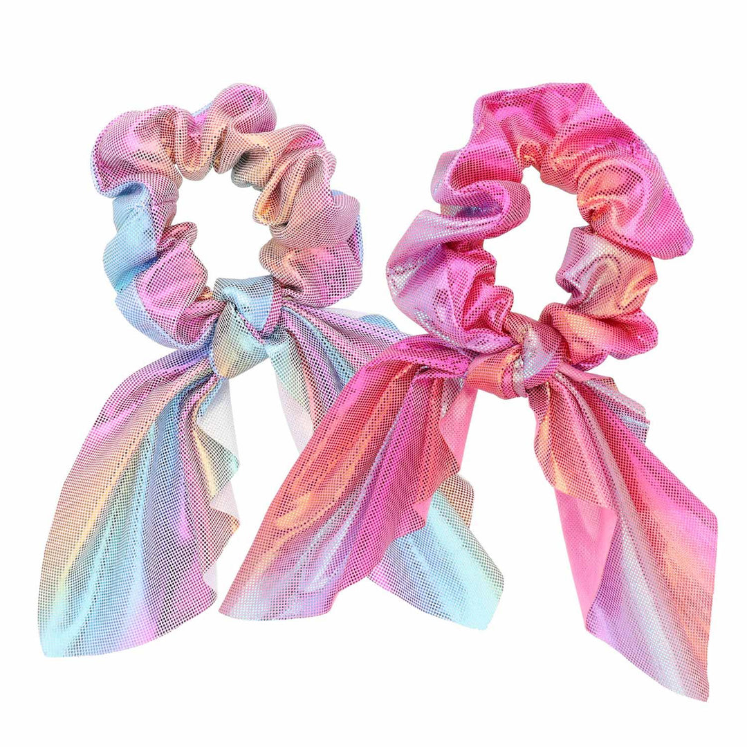 Scrunchie Elastika Za Lase Roza Holografski Sijaj - Fraktal