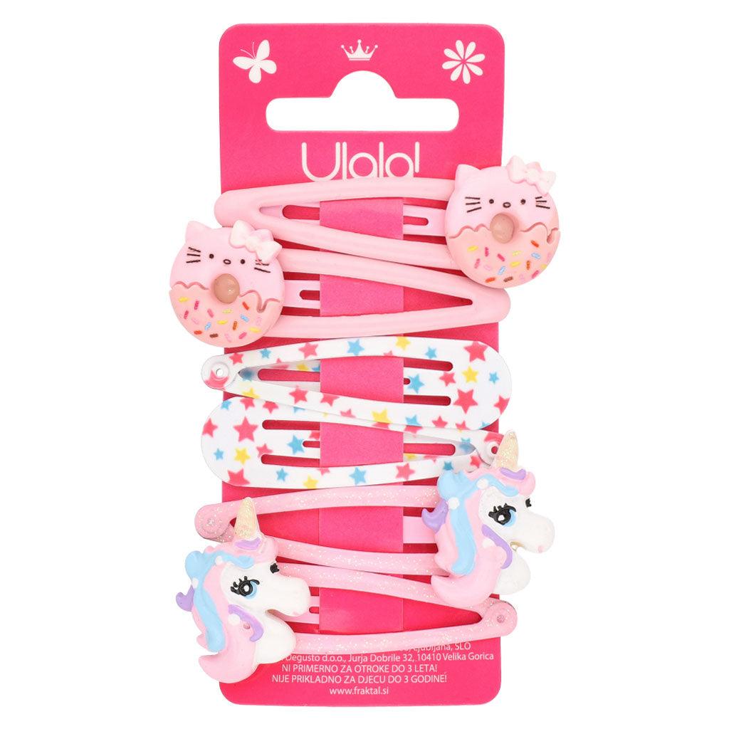 Sponka Za Lase Samorog &amp; Donut Set 6 Kos - Fraktal